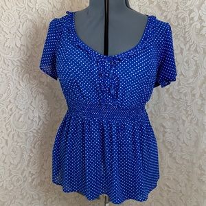 Torrid Royal Blue Polka Dot Blouse